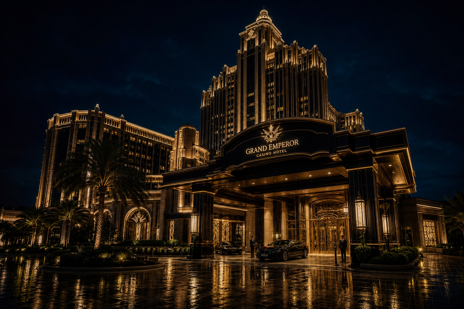 Sharesprize facade at night, welcoming guests to plan their stay